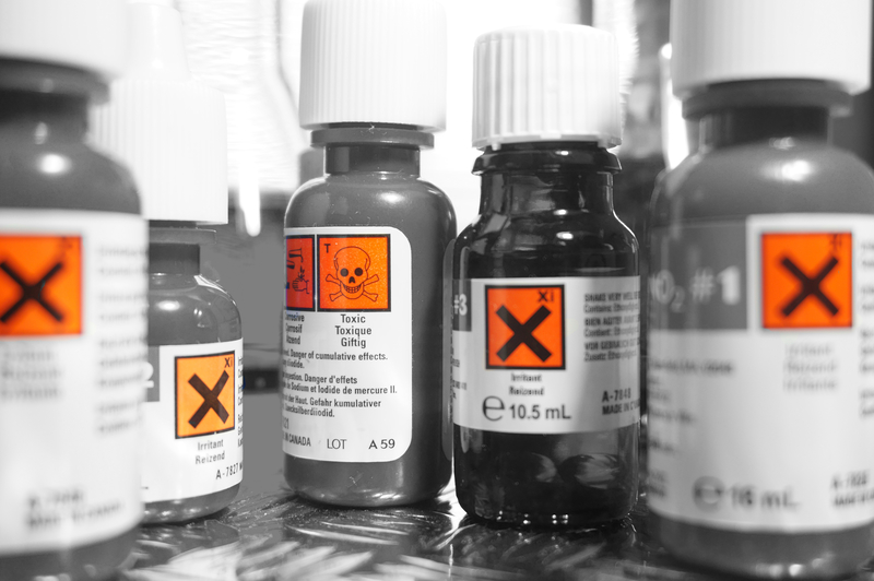 Chemicals in bottles
